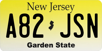 NJ license plate A82JSN