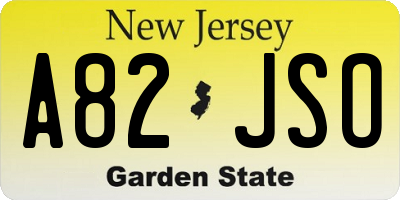 NJ license plate A82JSO
