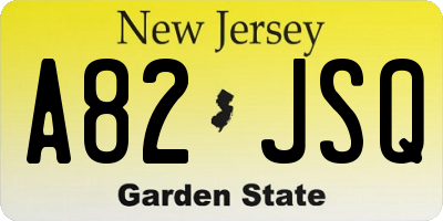 NJ license plate A82JSQ