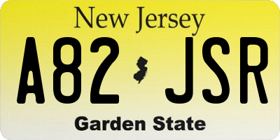 NJ license plate A82JSR