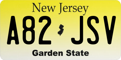 NJ license plate A82JSV
