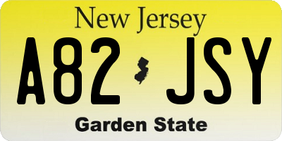 NJ license plate A82JSY