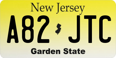 NJ license plate A82JTC