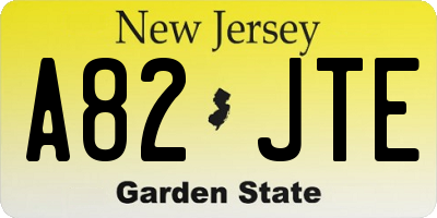 NJ license plate A82JTE