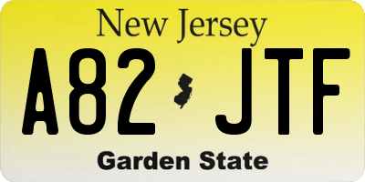 NJ license plate A82JTF