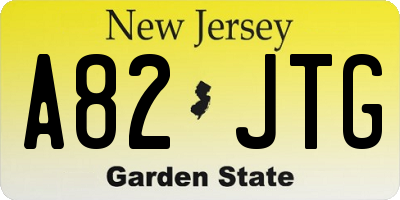 NJ license plate A82JTG