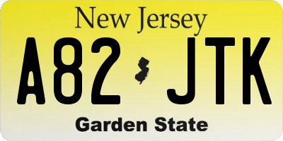 NJ license plate A82JTK