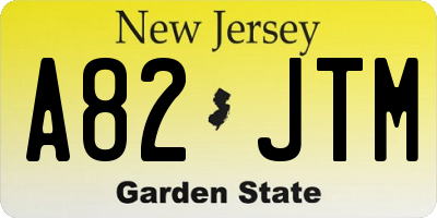 NJ license plate A82JTM