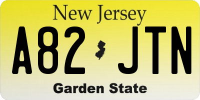 NJ license plate A82JTN
