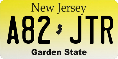 NJ license plate A82JTR