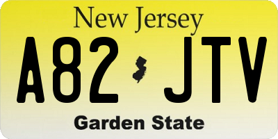 NJ license plate A82JTV