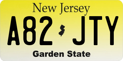 NJ license plate A82JTY
