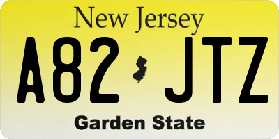 NJ license plate A82JTZ