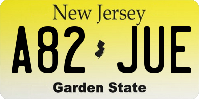 NJ license plate A82JUE