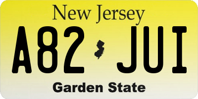 NJ license plate A82JUI