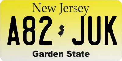 NJ license plate A82JUK