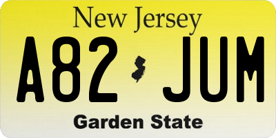 NJ license plate A82JUM