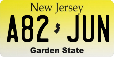 NJ license plate A82JUN
