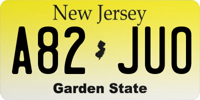 NJ license plate A82JUO