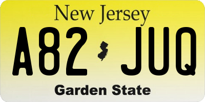 NJ license plate A82JUQ