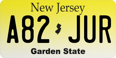 NJ license plate A82JUR