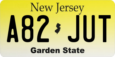 NJ license plate A82JUT