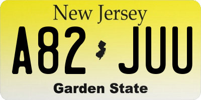 NJ license plate A82JUU