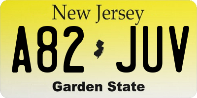 NJ license plate A82JUV