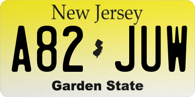 NJ license plate A82JUW