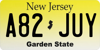 NJ license plate A82JUY