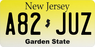 NJ license plate A82JUZ