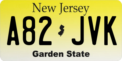 NJ license plate A82JVK