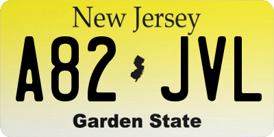 NJ license plate A82JVL