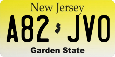 NJ license plate A82JVO