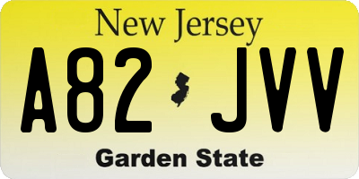 NJ license plate A82JVV