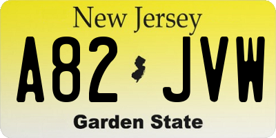 NJ license plate A82JVW