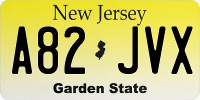 NJ license plate A82JVX