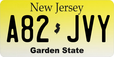 NJ license plate A82JVY