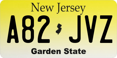 NJ license plate A82JVZ