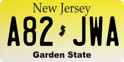 NJ license plate A82JWA