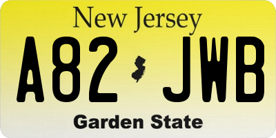 NJ license plate A82JWB