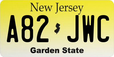NJ license plate A82JWC