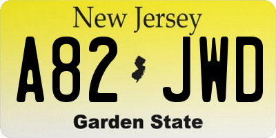 NJ license plate A82JWD