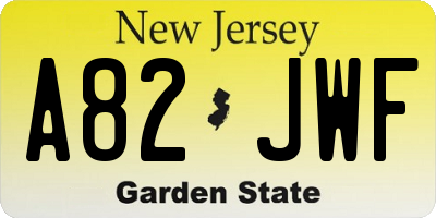 NJ license plate A82JWF