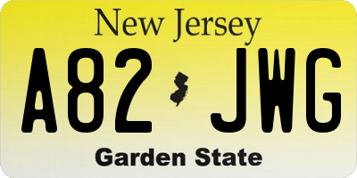 NJ license plate A82JWG