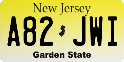 NJ license plate A82JWI