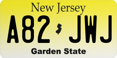 NJ license plate A82JWJ