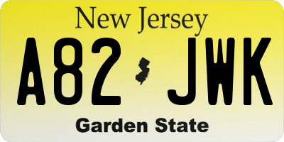 NJ license plate A82JWK