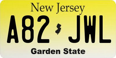 NJ license plate A82JWL