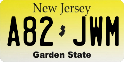 NJ license plate A82JWM